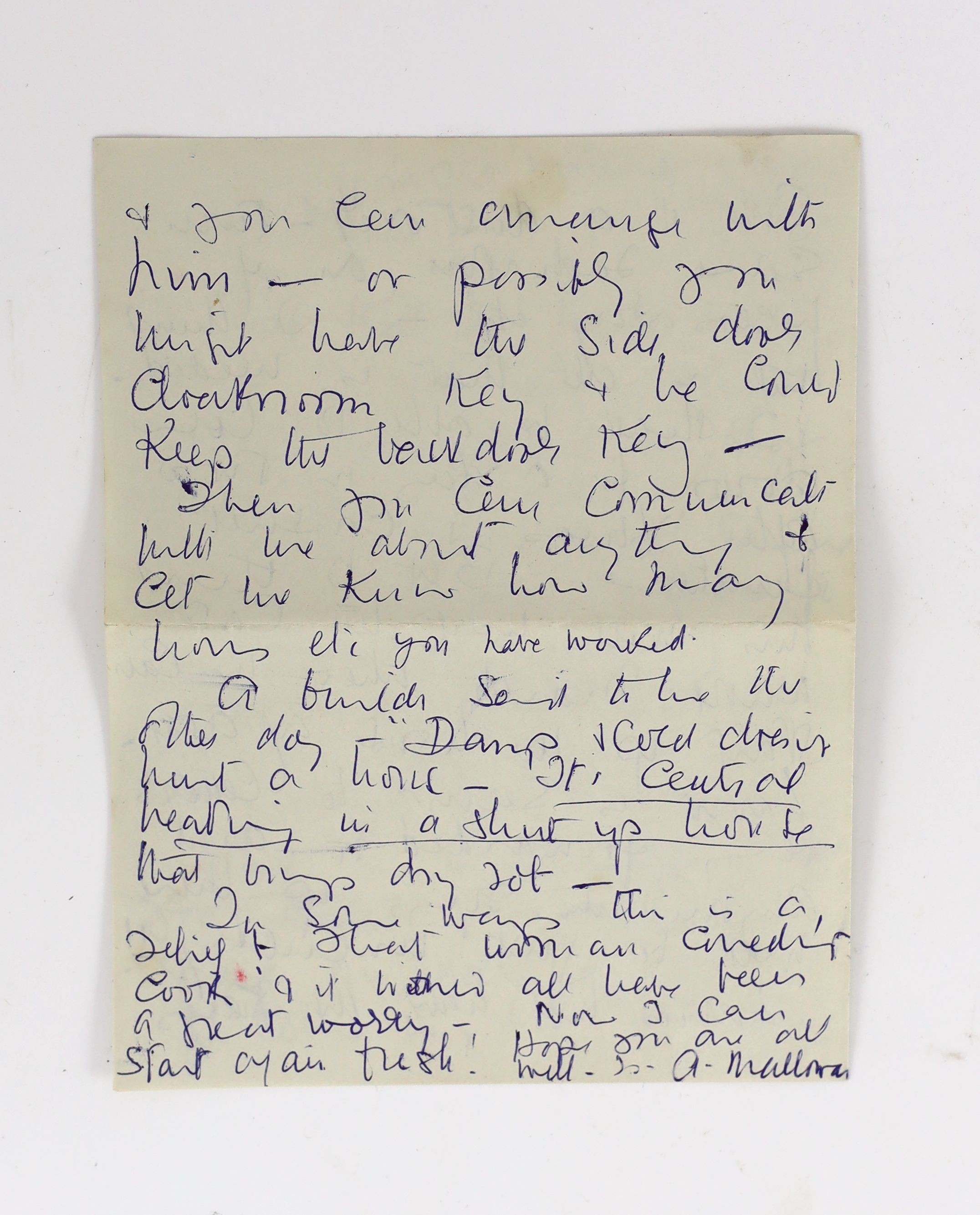 A manuscript letter from Agatha Christie to Mrs Elliot on Winterbrook House notepaper